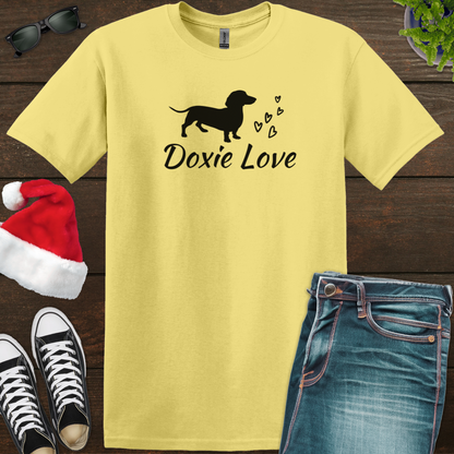 Doxie Love - Black Print - Unisex Softstyle T-Shirt