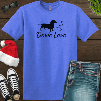 Doxie Love - Black Print - Unisex Softstyle T-Shirt