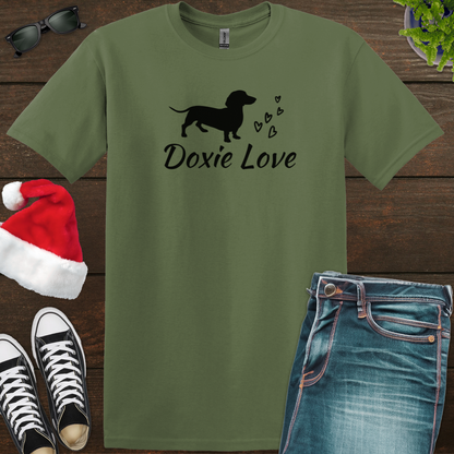 Doxie Love - Black Print - Unisex Softstyle T-Shirt