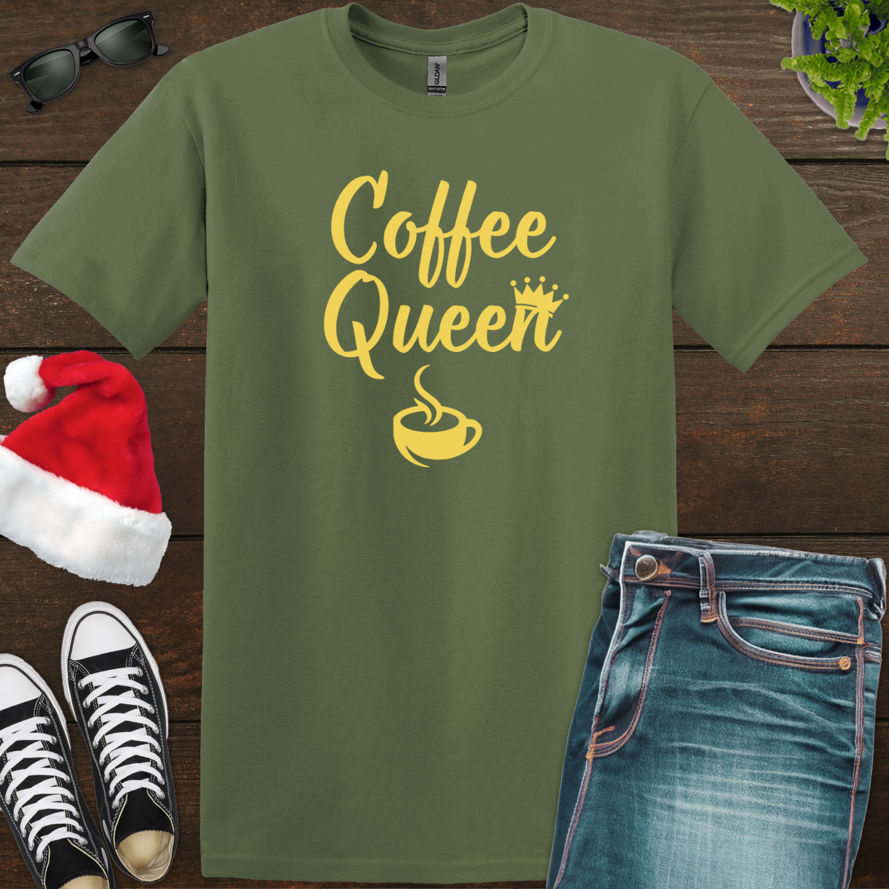 Coffee Queen - Yellow - Unisex Softstyle T-Shirt