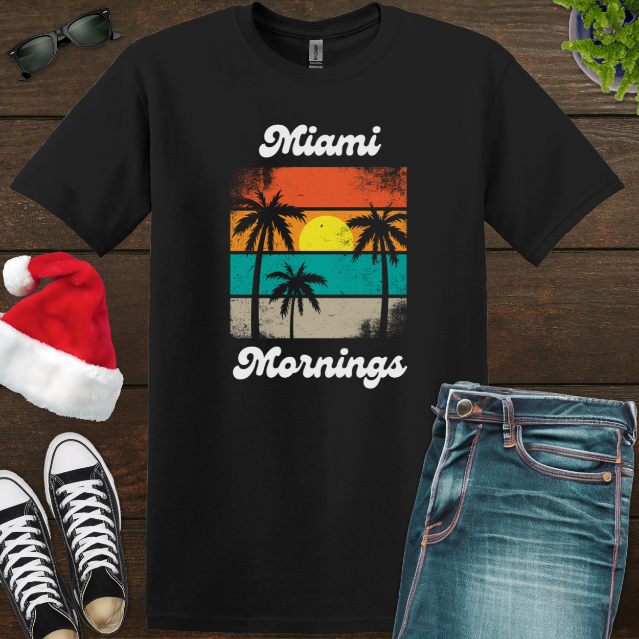 Miami Mornings - Black Unisex Softstyle T-Shirt